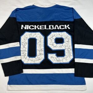 Nickelback Hockey Jersey Men's Sz XL Longsleeve Shirt Blue Black Rare 09